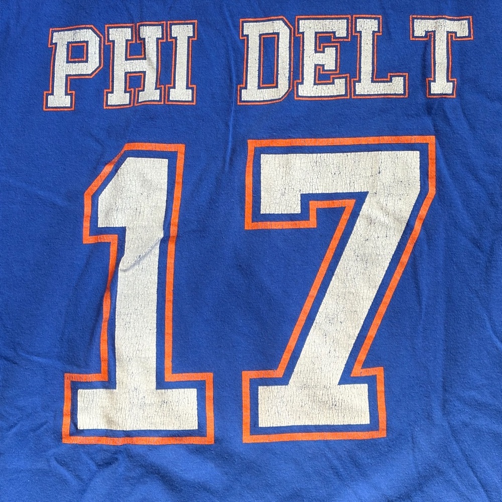 Blue Long-Sleeve Graphic Men’s Shirt with Orange Accents Phi Delt 17 - Picture 5 of 5